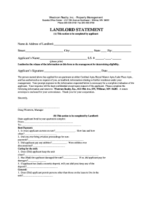 Landlord Reference Form