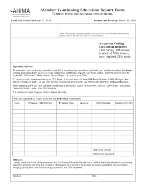 Member Continuing Education Report Form