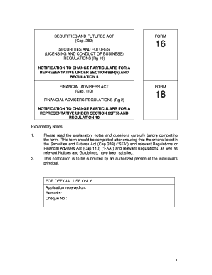 Notification to Change Particulars for a Representative