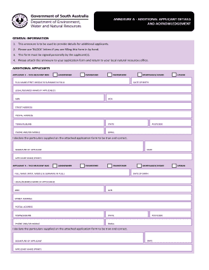 Annexure A - Additional Applicant Details and Acknowledgement