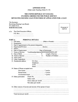 Tanzania Revolving Housing Loan Application
