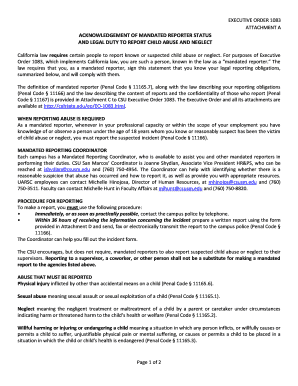 California Mandated Reporter Acknowledgement Form