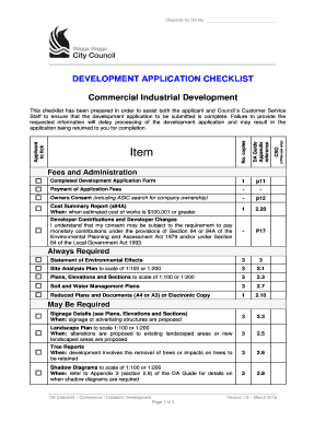 Development Application Checklist