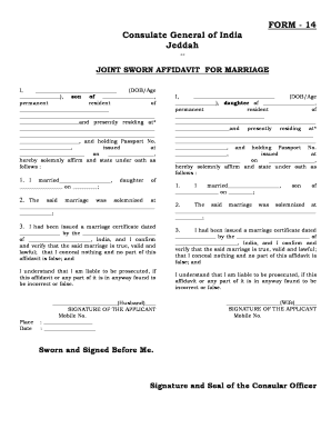 Joint Sworn Affidavit for Marriage