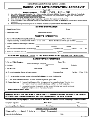 California Caregiver Authorization Affidavit