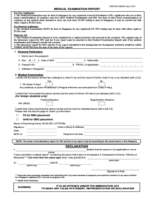 Singapore Medical Examination Report