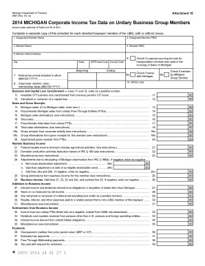 Michigan Corporate Income Tax Data on Unitary Business Group Members