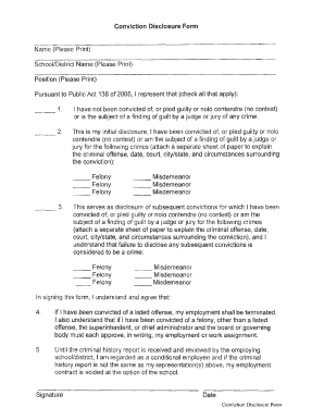 Conviction Disclosure Form