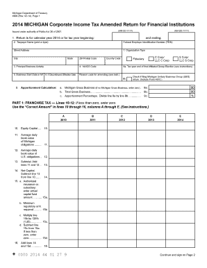 Michigan Corporate Income Tax Amended Return for Financial Institutions
