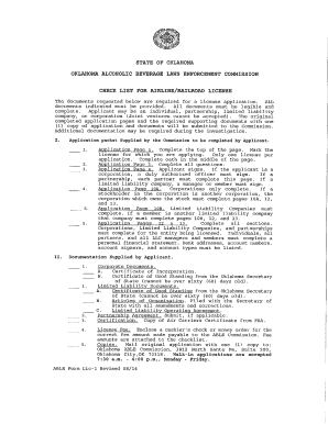 Oklahoma Alcoholic Beverage License Application