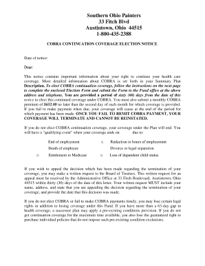 COBRA Continuation Coverage Election Notice
