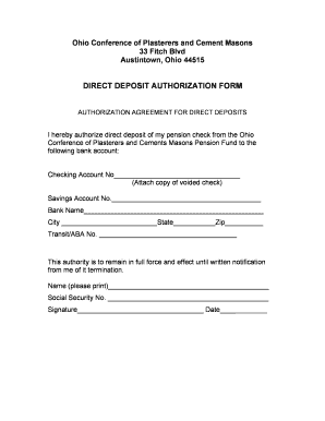 Direct Deposit Authorization Form