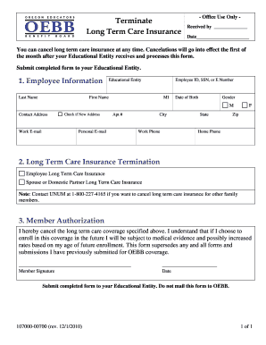 Long Term Care Insurance Termination Form
