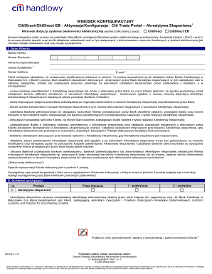 CitiDirect Export Letter of Credit Configuration Request