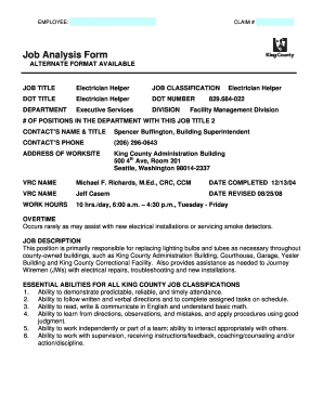 Job Analysis Form - King County