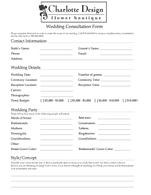 Wedding Consultation Form