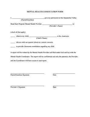 Mental Health Consultation Form