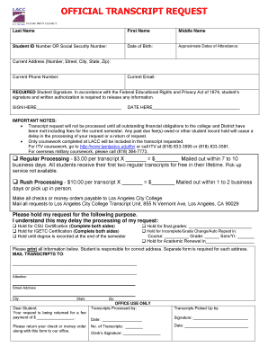 Official Transcript Request Form