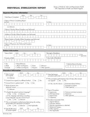Individual Sterilization Report