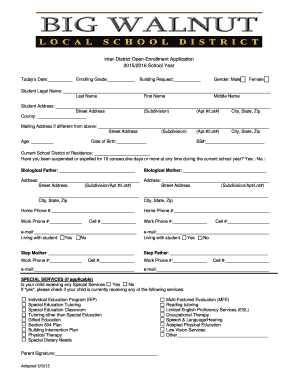 Inter-District Open-Enrollment Application
