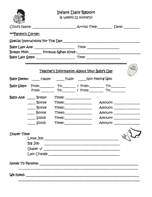 Infant Daily Report Form