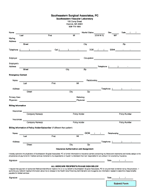 Patient Information and Insurance Authorization Form