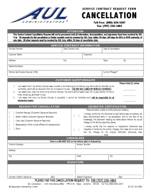 Service Contract Cancellation Request Form