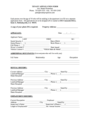 Tenant Application Form