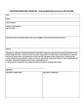 Travis AFB Ticket-By-Mail Order Form