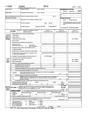 Ionia Individual Income Tax Return 2015