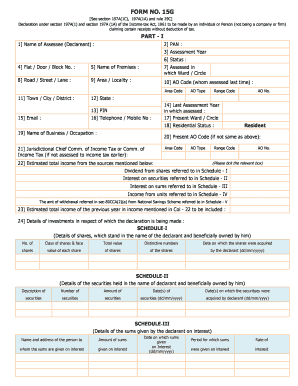 Form 15G Declaration