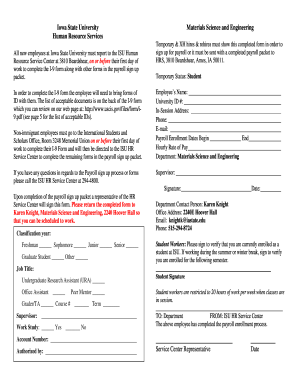 Iowa State University Payroll Enrollment Form