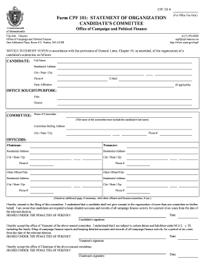 Massachusetts Statement of Organization
