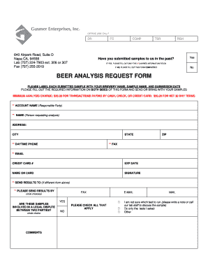 Beer Analysis Request Form