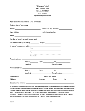 Application for Occupancy