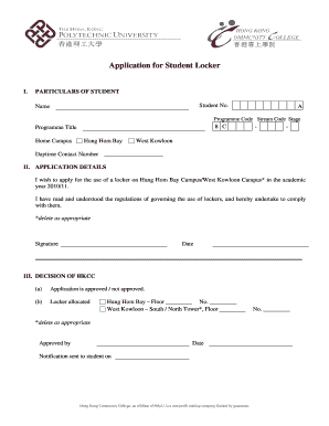 Application for Student Locker