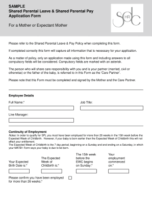 SAMPLE Shared Parental Leave amp Shared Parental Pay