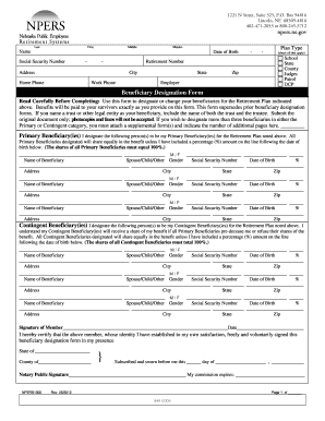 Nebraska Public Employees Retirement Beneficiary Designation Form