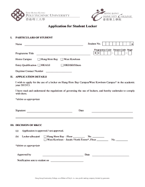 Application for Student Locker