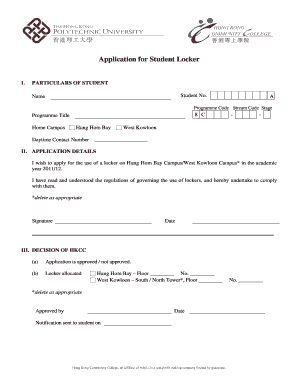 Application for Student Locker