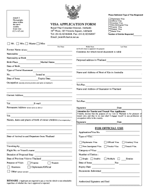 Thailand Non-Immigrant Visa Application Form