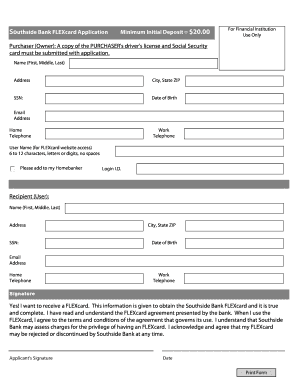 Southside Bank FLEXcard Application
