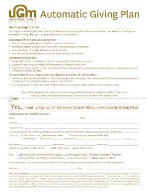 Automatic Giving Plan Form