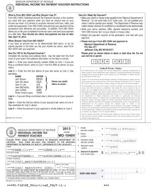 Missouri Individual Income Tax Payment Voucher