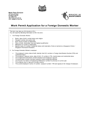 Work Permit Application for a Foreign Domestic Worker