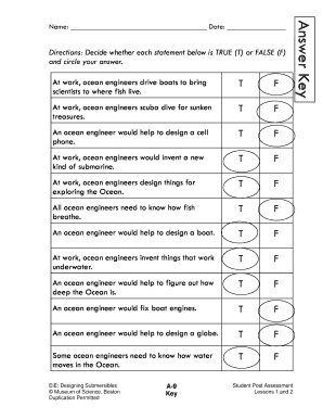 Ocean Engineer Assessment Form