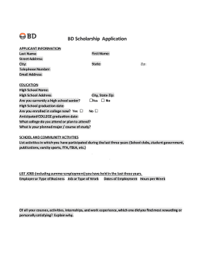 BD Scholarship Application Form
