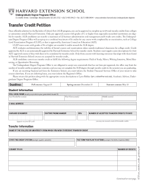 Harvard Transfer Credit Petition