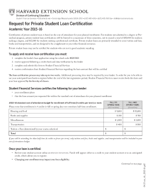 Request for Private Student Loan Certification
