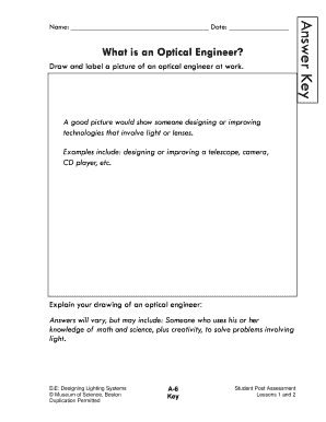 Optical Engineer Student Assessment Form
